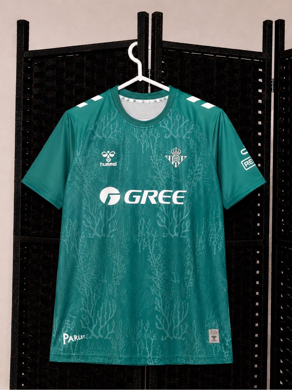 Hummel Men's Green Real Betis Football Jersey with White Logos